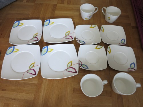 Kaffeeservice eckig beige - , mit