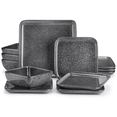 Geschirr set eckig steingut - eckig,